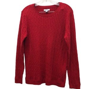 Croft & Barrow Women's Size L Red Sequined Scoop Neck Long Sleeve Knit Sweater